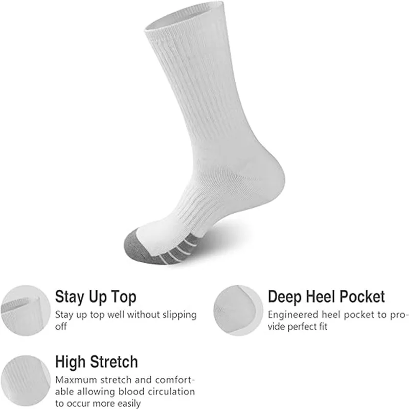 5 Pairs New Men Long Sport Socks Compression Socks Breathable Basketball Socks Cushion Running Socks Football Socks Size 39-47