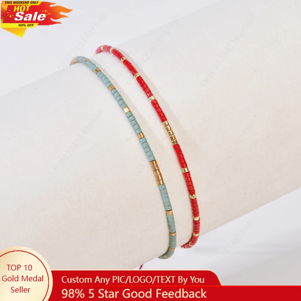 

ZMZY Thin Simple Minimalist Miyuki Bead Bracelets Bohemian Glass Seeds Handmade Adjustable Jewelry Fashion For Women Men