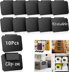 10pc Black Square Detachable Basket Label Clip Kitchen Utensil Basket Storage Classification Label Erasable Blackboard Clip Card