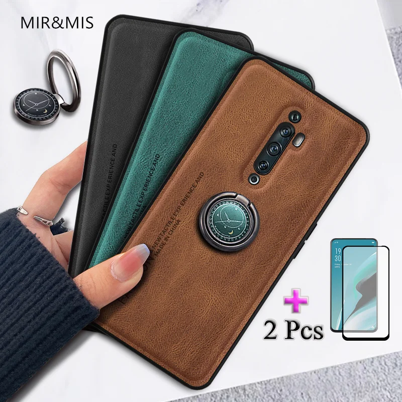 2 IN 1 For OPPO Reno 2F 2Z 7Z 8Z Phone Case Printed Fashion Case With Ring Bracket And Two Piece Ceramic Screen