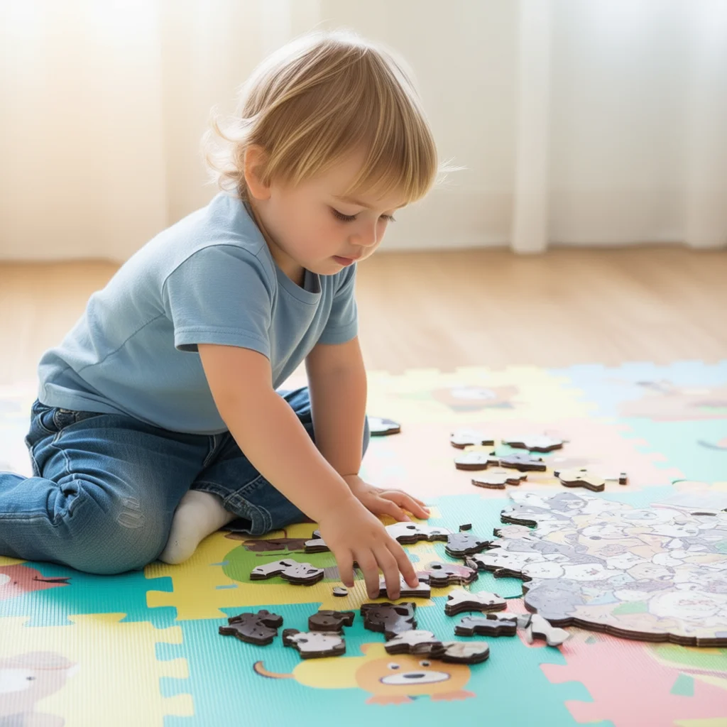 

Wooden Animal Puzzle for Kids – 50-Piece Cartoon Cat & Panda Jigsaw, Early Learning Matching Game with Storage Box