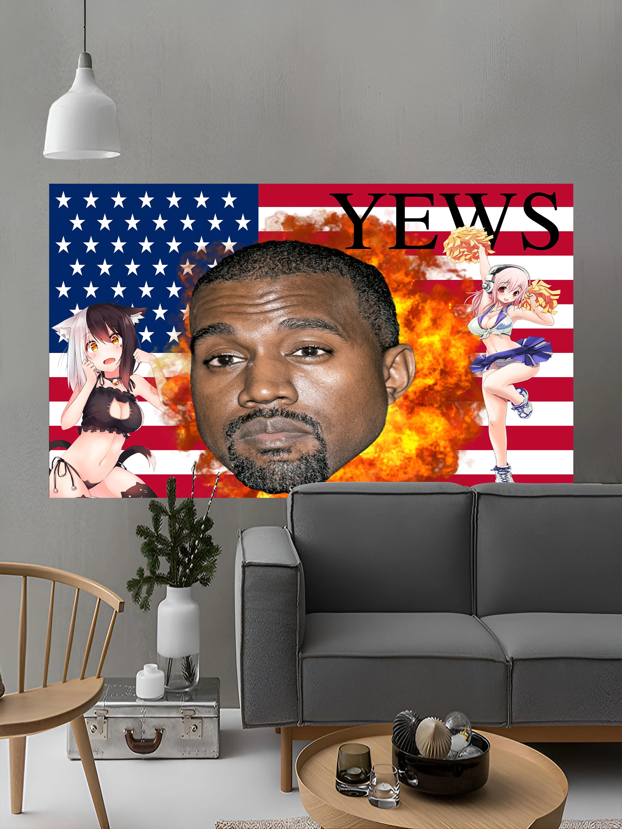 90X150CM 3X5FT Kanyes Flag World renowned music producer Hanging Tapestry Room Decor Double penetration for Decor