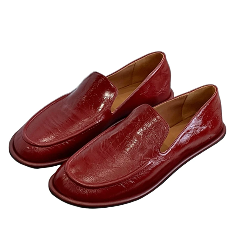

Jenny&Dave Quality Shoes Nordic Minimalist Round Toe Flat Shoes Handmade Sheepskin Soft Comfortable Slip On Loafers Shoes Wome