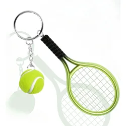 1 PCS Mini Tennis Racket Keychain KeyRing, Fashionable Alloy Tennis Ball Split Ring Key chain for Sport Lovers Team