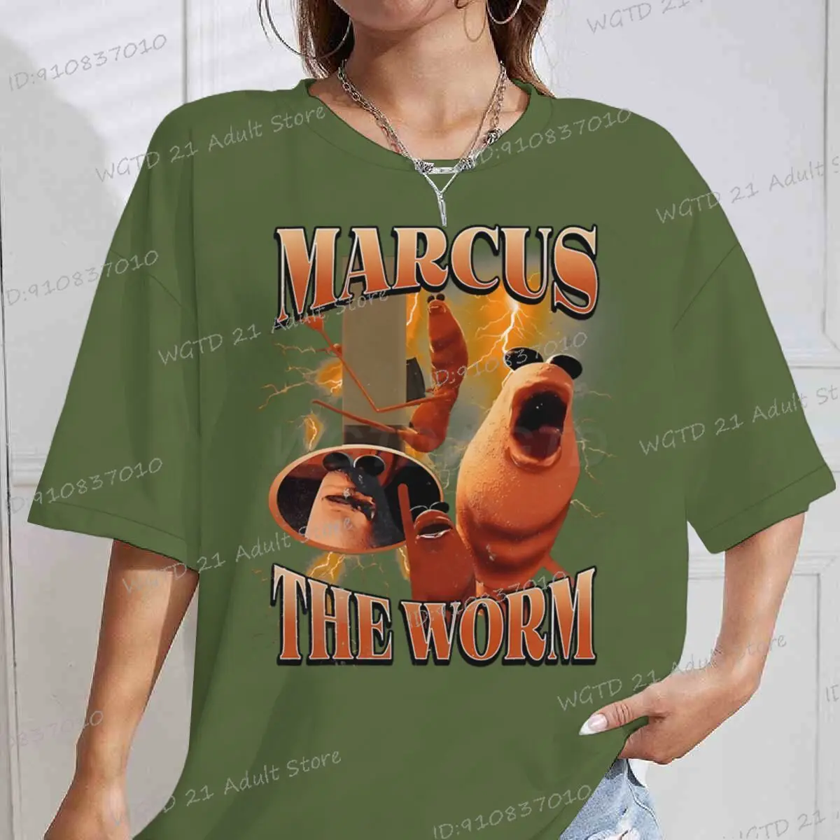 خمر ماركوس دودة طباعة النساء الرجال تي شيرتات قطن الشارع الشهير قصيرة الأكمام هدايا مضحك ماركوس دودة ميمي الملابس