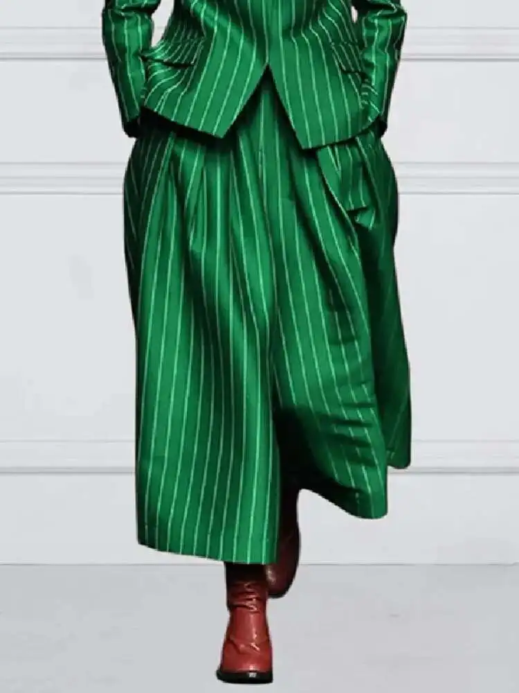 

BabYoung Winter Clothes Trendy Pants For Women 2024 Autumn British Style Striped Loose Wide Leg Women's England Capris Female