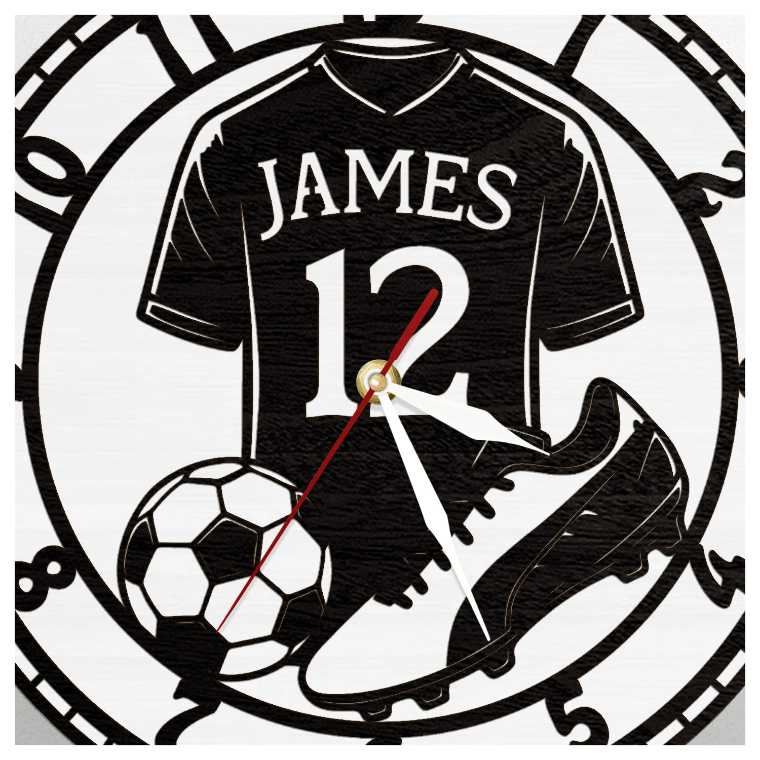 Personalized Name Number Football Jersey LED Night Light Wall Clock for Teen Boys Room Custom Wooden Wall Clock with Backlight