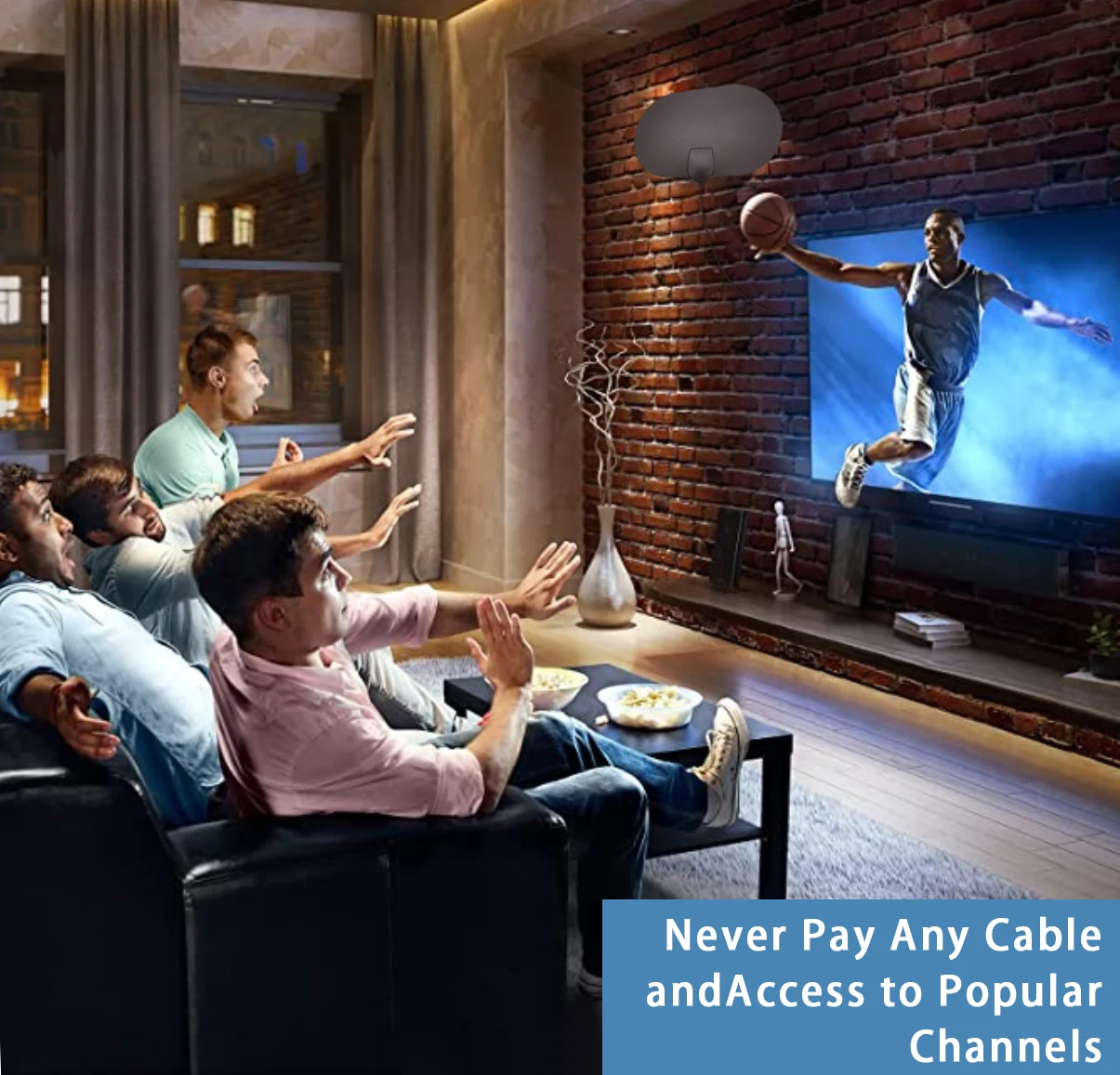 Antenne de télévision numérique intérieure à couche mince, Full HD, VHF, UHF, DVB-T, Dtmb