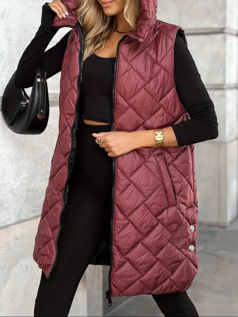 Hooded Casual Coat Mid Length Streetwear with Cross Border Western Style Vest Autumn Western Oversized Women Vest