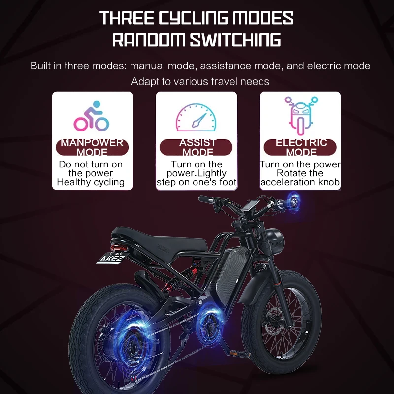 Snow electric bicycle imitation motorcycle 750W18ah hydraulic brake electric cross-country mountain bike beach e bike