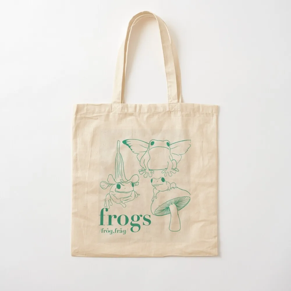 

frogs, frog, frag, aesthetic green frog designs Tote Bag Custom bag tote bag university Canvas Tote