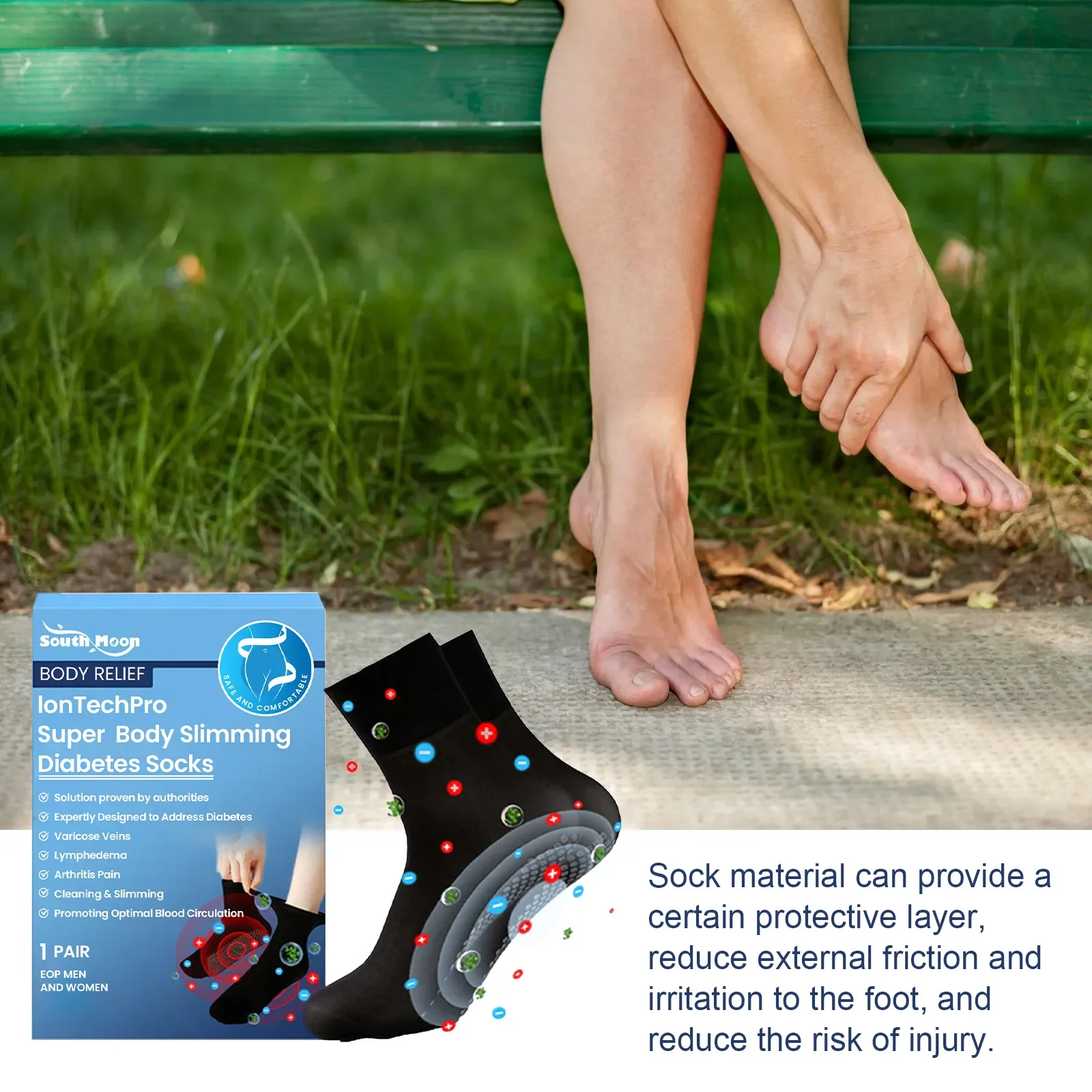 Soft Socks for Diabetes Treat Varicose Vein Arthritis Pain Slimming Promote Blood Circulation Breathable Antislip Feet Care Sock