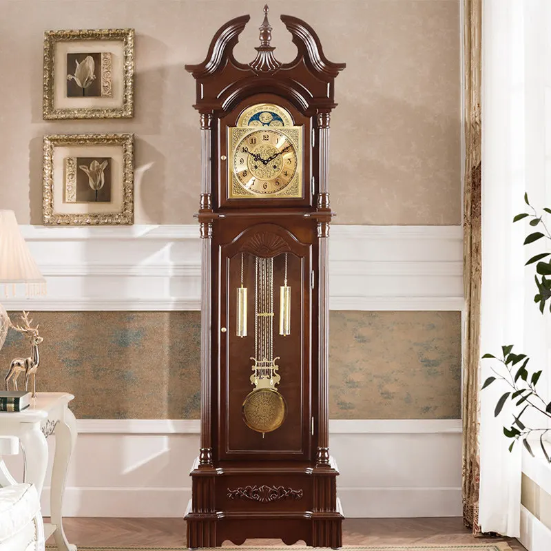 Polaris movement vertical floor clock living room, clockwork mechanical clock, solid wood clock
