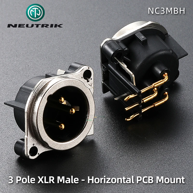 NEUTRIK 3 Pin XLR PCB Connector B-shape Metal Mounting Flange Side Welding Male / Female Socket NC3FBHL1 NC3FBH1 NC3FBH2 NC3FBV1