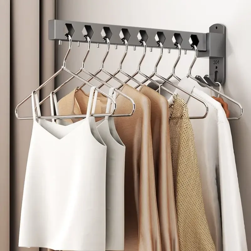 Wall-mounted Drying Rack for Bathrooms Balconies Kitchens Holder Featuring Multi-functional Folding Storage Clothes Hanging Rack