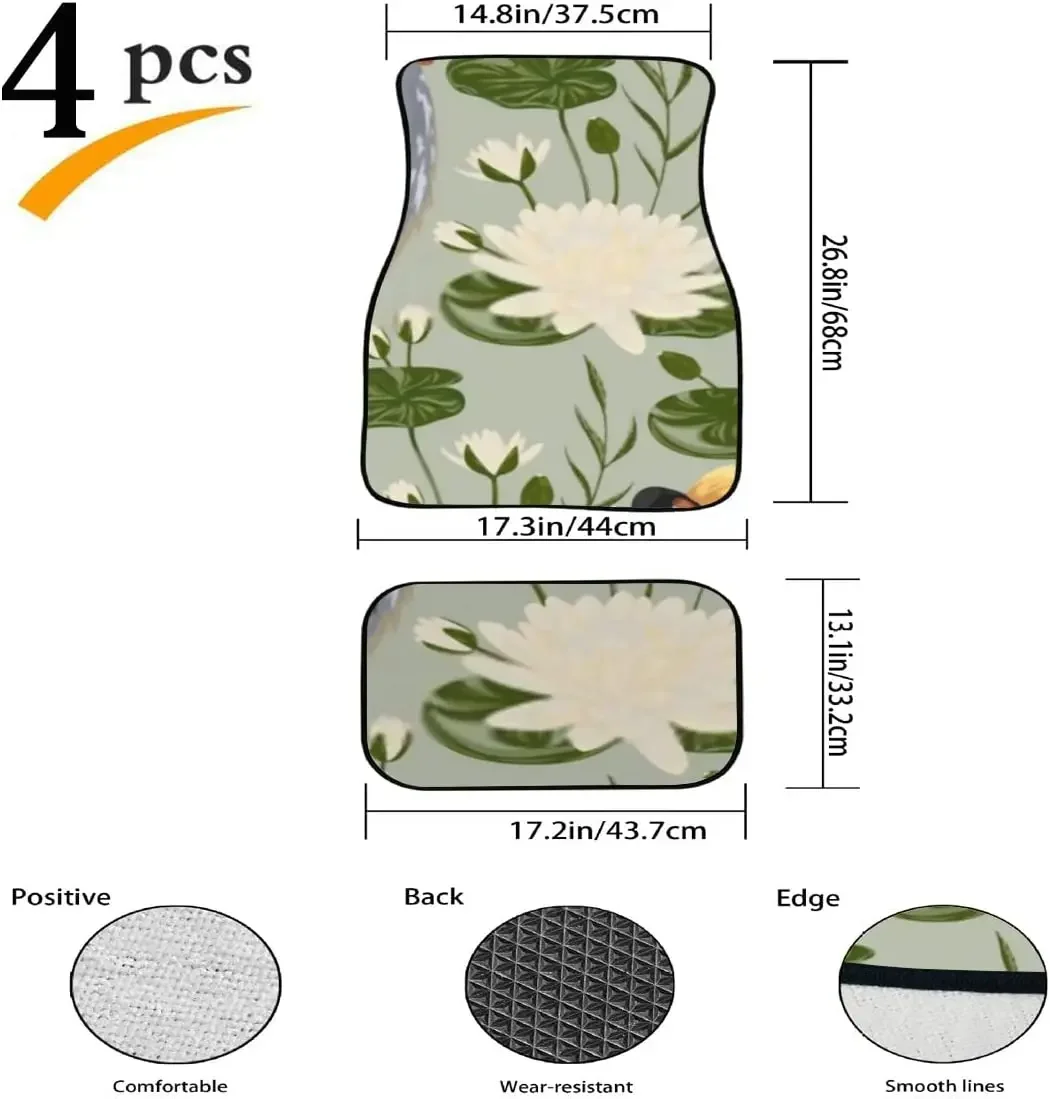 Car Floor Mats Crane Bird Water Lily Print Design Carpet Car SUV Truck Floor Mats 4 Pcs, Car Floor Mats All Weather