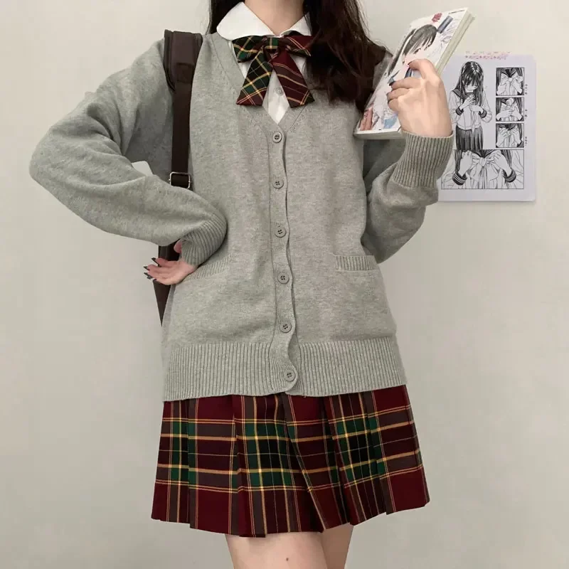 Uniforme scolaire d'étudiant de style japonais Lolita pour filles, pull à manches longues pour femmes, cardigans JK, manteau pull mignon pour femmes