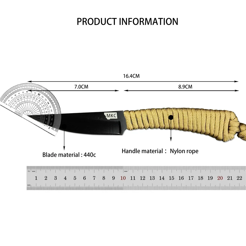 Portable MKC Montana Knife Company Speedgoat Fixed Knives 440c Blade Nylon Rope Handle Outdoor Tactical Camping Hunting EDC Tool