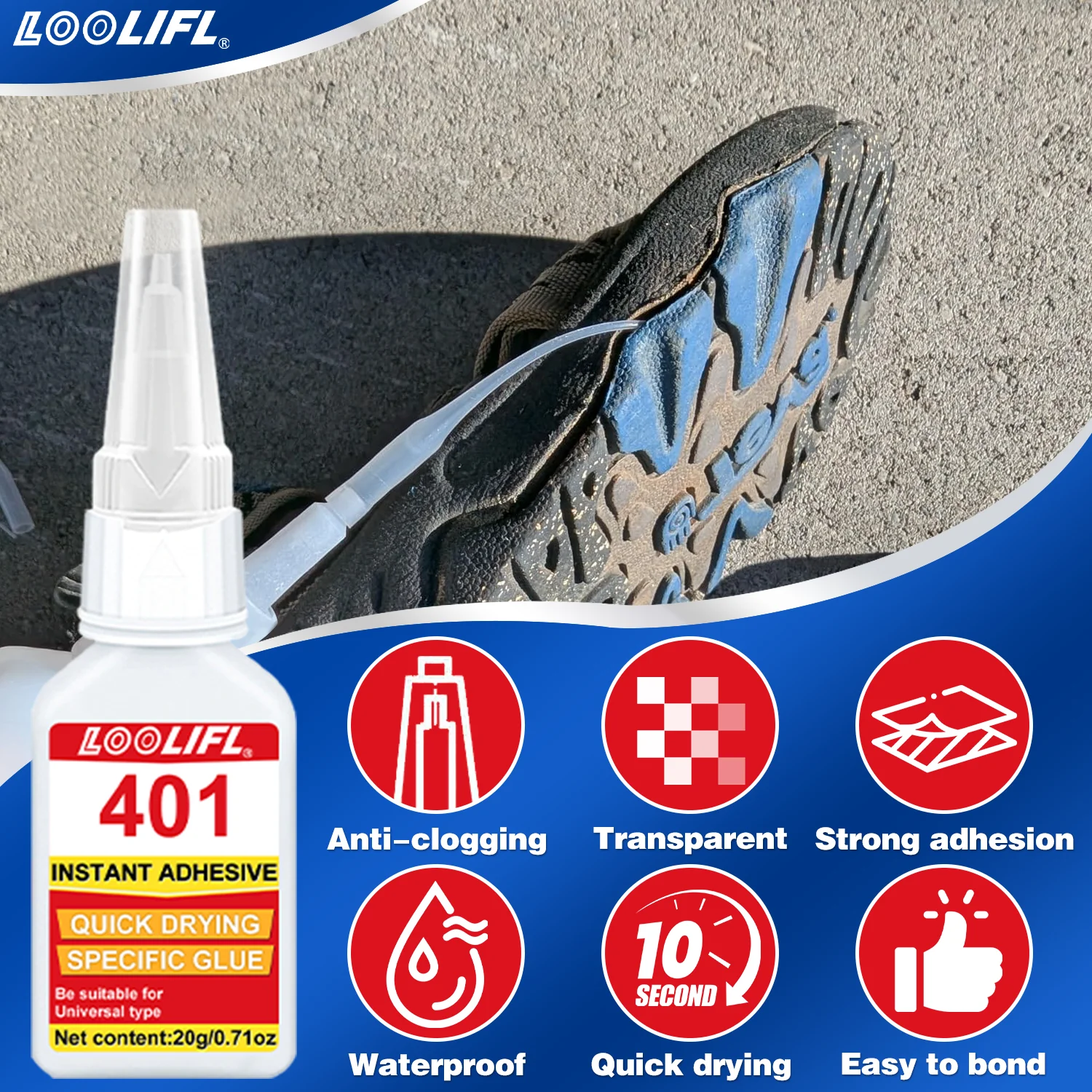 LOOLIFL-3-pack strong shoe repair glue, specialized for shoemakers, super universal waterproof, strong adhesive for shoes, professional shoemaker repair tool, quick-drying and wear-resistant