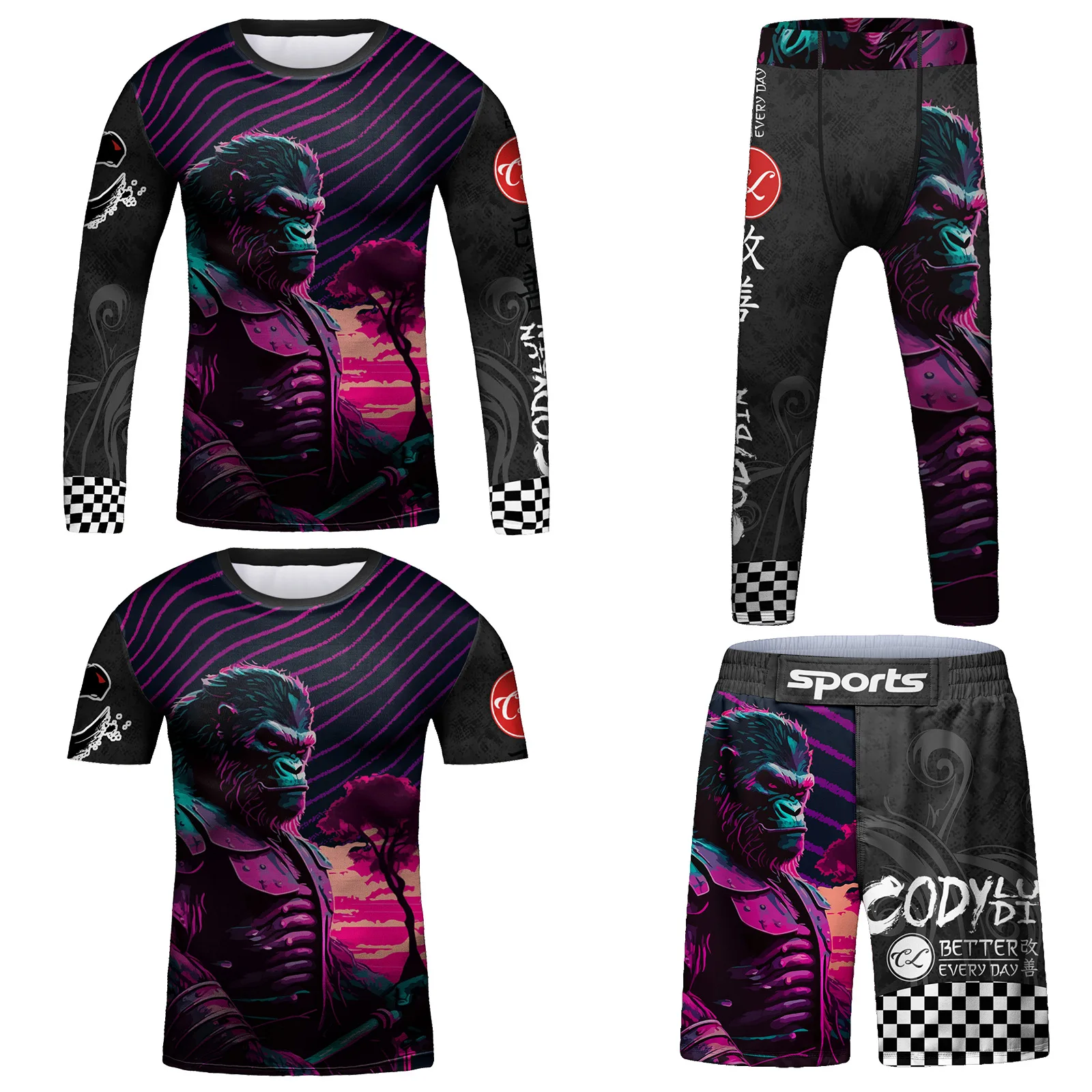 

Kid's MMA Muay Thai Jiu Jitsu Rashguard Boys Children Sportswear Boxing Sport Suit Training Running Set Gym Clothing Tracksuit