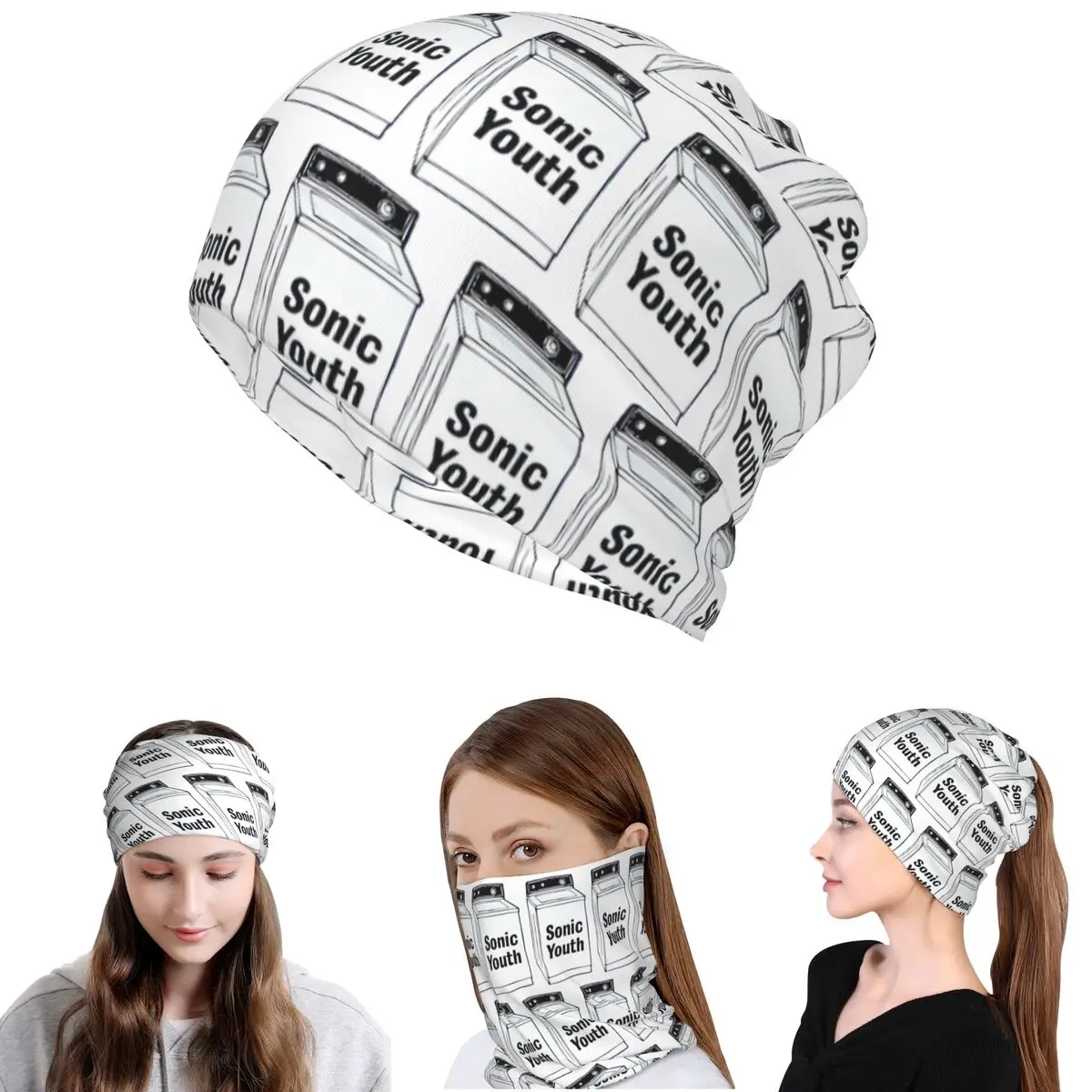 Sonic Youth Rock Band Punk Bandana Halstuch, Maske, Schal, multifunktionaler Fahrradschal, Mütze, Unisex, für Erwachsene, für alle Jahreszeiten