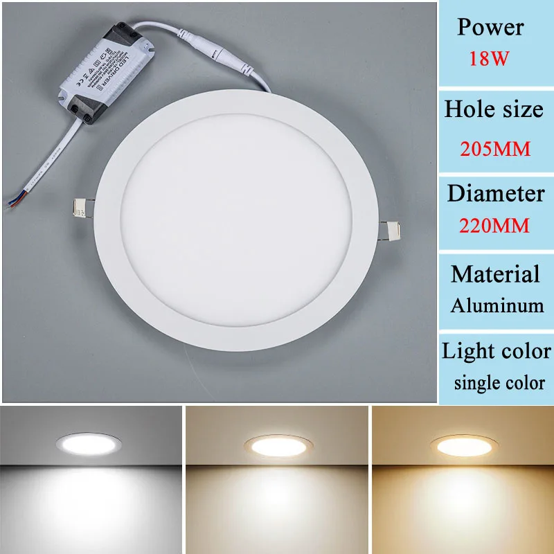 Ultra cienka lampa LED typu Downlight AC110V 220V24W 18W 12W 9W 6W 3W led sufitowa wpuszczana siatka typu downlight smukły okrągły kwadratowy panel