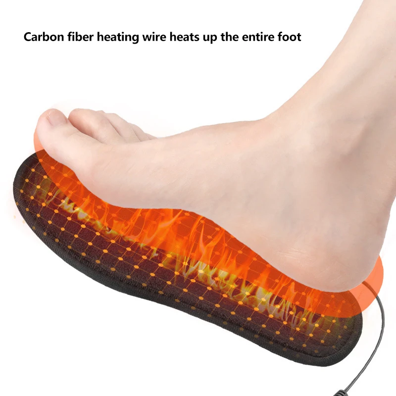 USB Heated Shoe Insoles Electric Heated Shoes Pad Washable Rechargeable Foot Warmer Electric Heated Insoles For Skiing Hiking