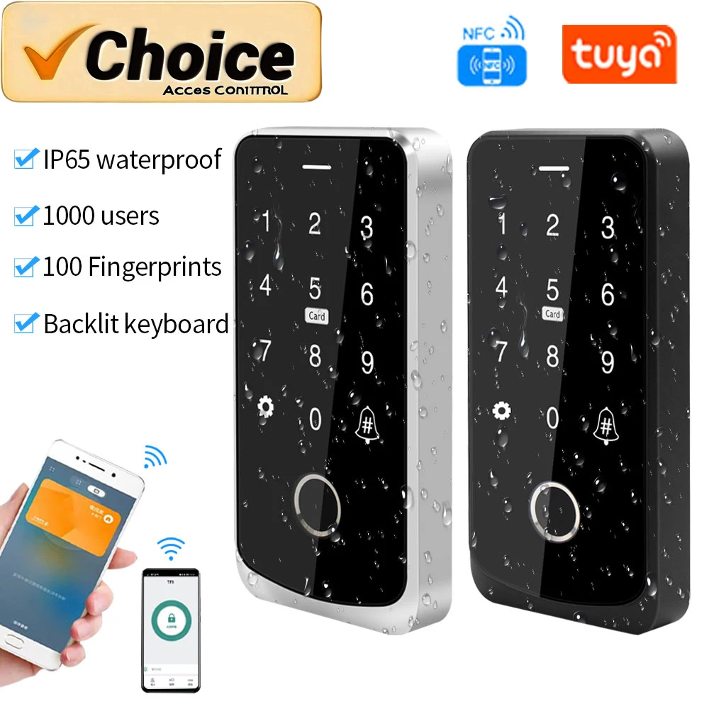 

Умная биометрическая клавиатура Tuya Bluetooth/NFC с сенсорной подсветкой и водонепроницаемостью IP65, RFID-система контроля доступа 13,56 МГц