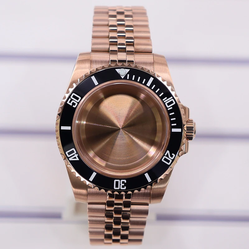 Roségold 40mm NH35 Uhrengehäuse Wasserdicht für NH35 SUB NH36 GMT NH34 NH70 NH72/Miyota 8215/ETA 2824 Gehäuse Jubilee-Armband 20mm – Detail 4