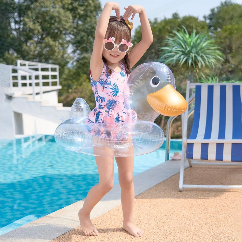 Trẻ Em Trong Suốt Vịt Bơi Vòng Trẻ Sơ Sinh Sát Nách Vòng Vịt Ghế Vòng Bơi Huấn Luyện Nổi Bể Bơi Phao Bơi Đi Biển Đảng Đồ Chơi