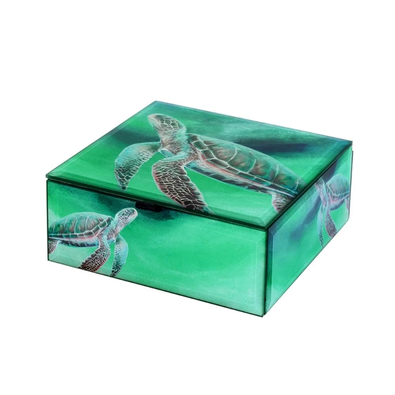 Portable Turtles Glass Jewelry Storage Box Sections Home Decoration for Items