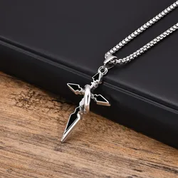Mens Cross Necklaces,Waterproof Stainless Steel Cross Pendant Collars with Circle Ring,Stylish Christian Prayer Jewelry Gifts