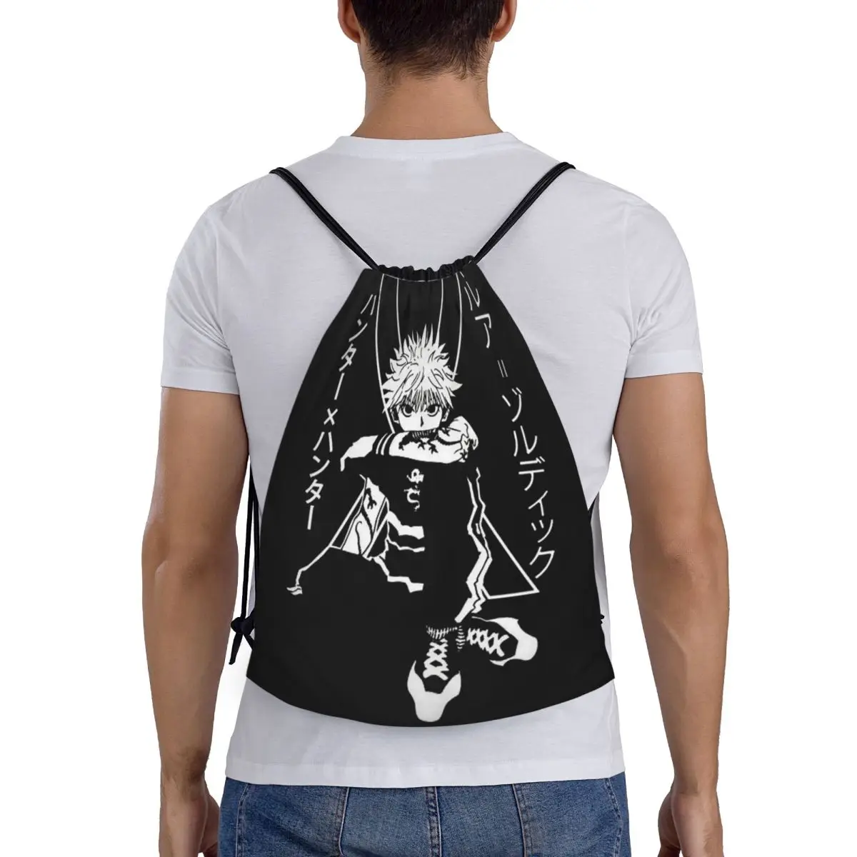

Killua Zoldyck Anime HXH Hunter X Hunter Backpacks Multi-function Drawstring Bags Sundries Bag Book Bags for Man Woman School