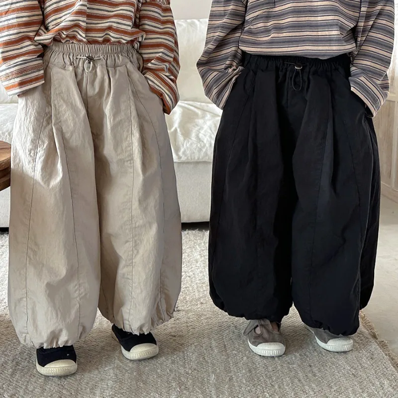 

Girls Boys Pant 2025 Autumn Winter Korean Style Fashion Versatile Minimalist Cotton Loose Patchwork Long Pants
