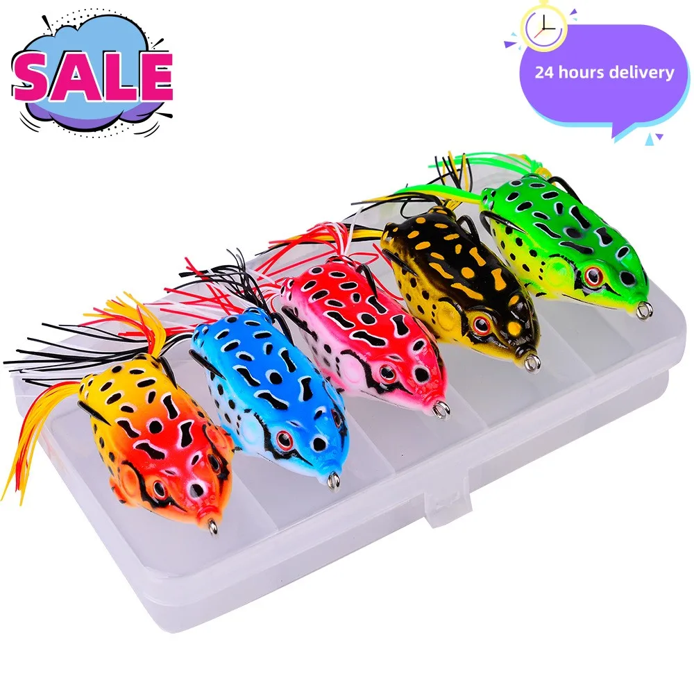 1 Pcs 5G 8.5G 13G 17.5G Frog Lure Soft Tube Bait Plastic Fishing Lure With Fishing Hooks Topwater Ray Frog Artificial 3D Eyes