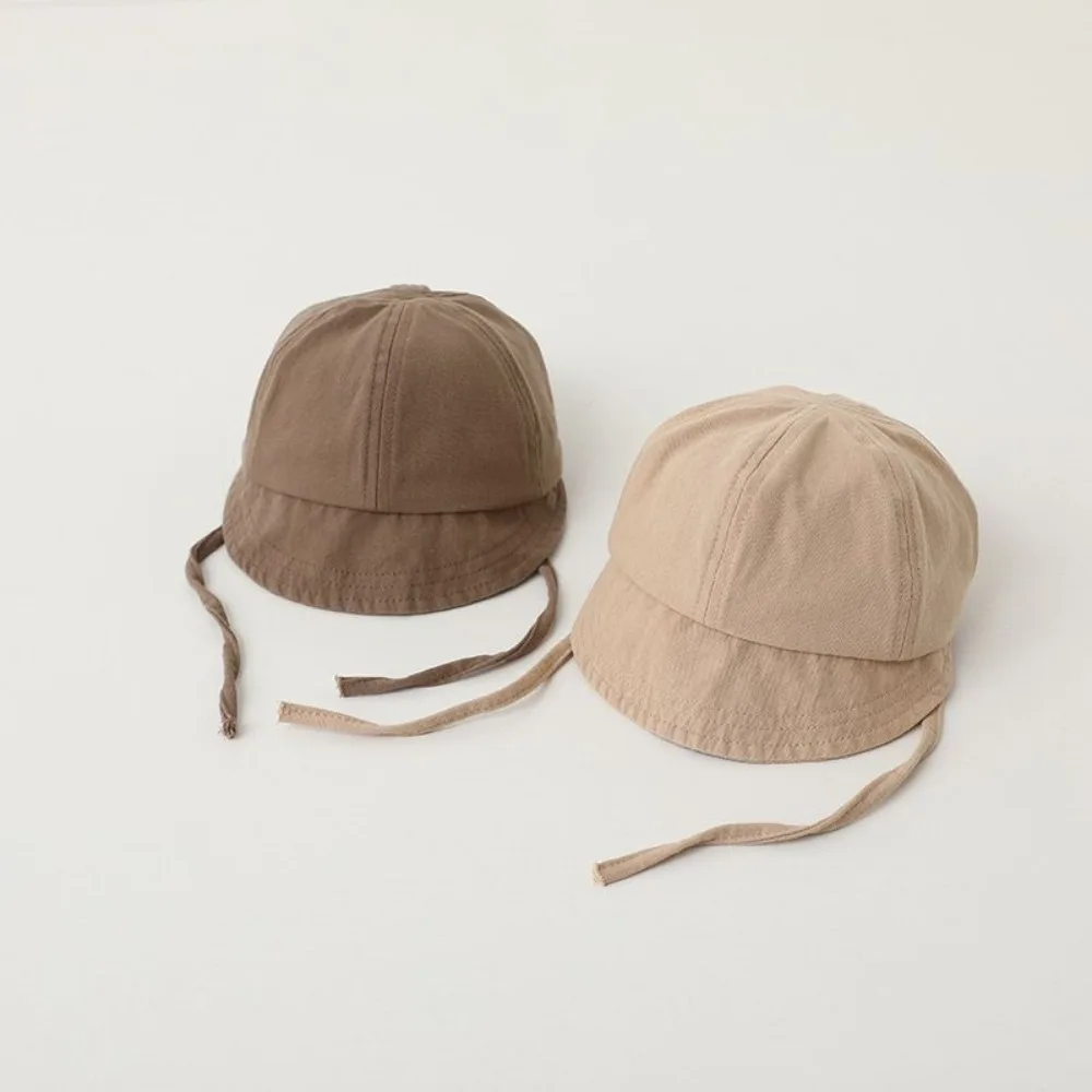 Adjustable Sun Hat Korean Solid Color Lace-up Bucket Hats Drawstring Infant Hat Summer