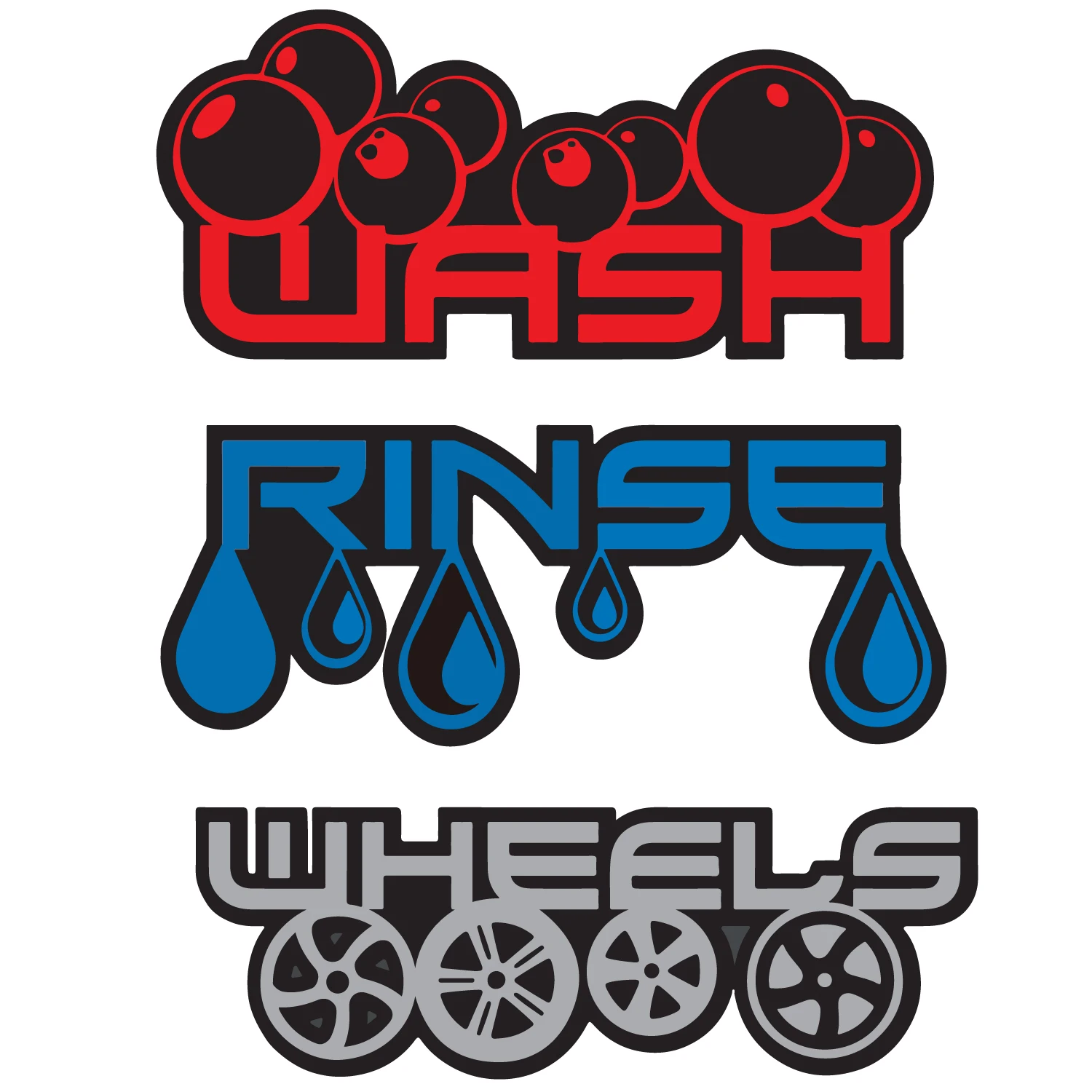 N406# 3 Pieces Car Sticker Wash, Rinse, Wheels Waterproof Vinyl Decal Car Accessories Pegatinas Para Coche DIY Car Styling