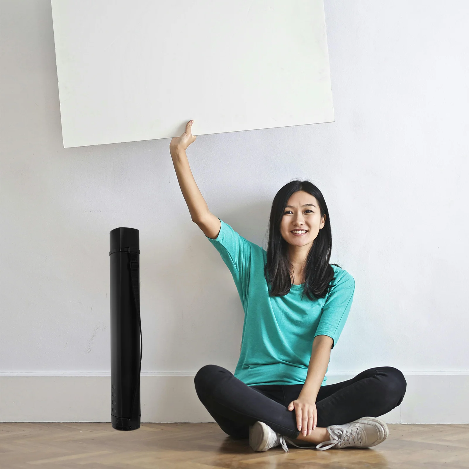 لفة مضادة للانزلاق قابلة للتمديد من البلاستيك ملصق أنبوب تخزين مخطط لخرائط العمل الفني رسومات تصغير حامل الورق البريدية #2