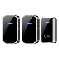 CACAZI Outdoor Intelligent Wireless Doorbell Waterproof 300 Meters Remote Control 60 Ringtone Door Chime 1 Button 2 Receivers