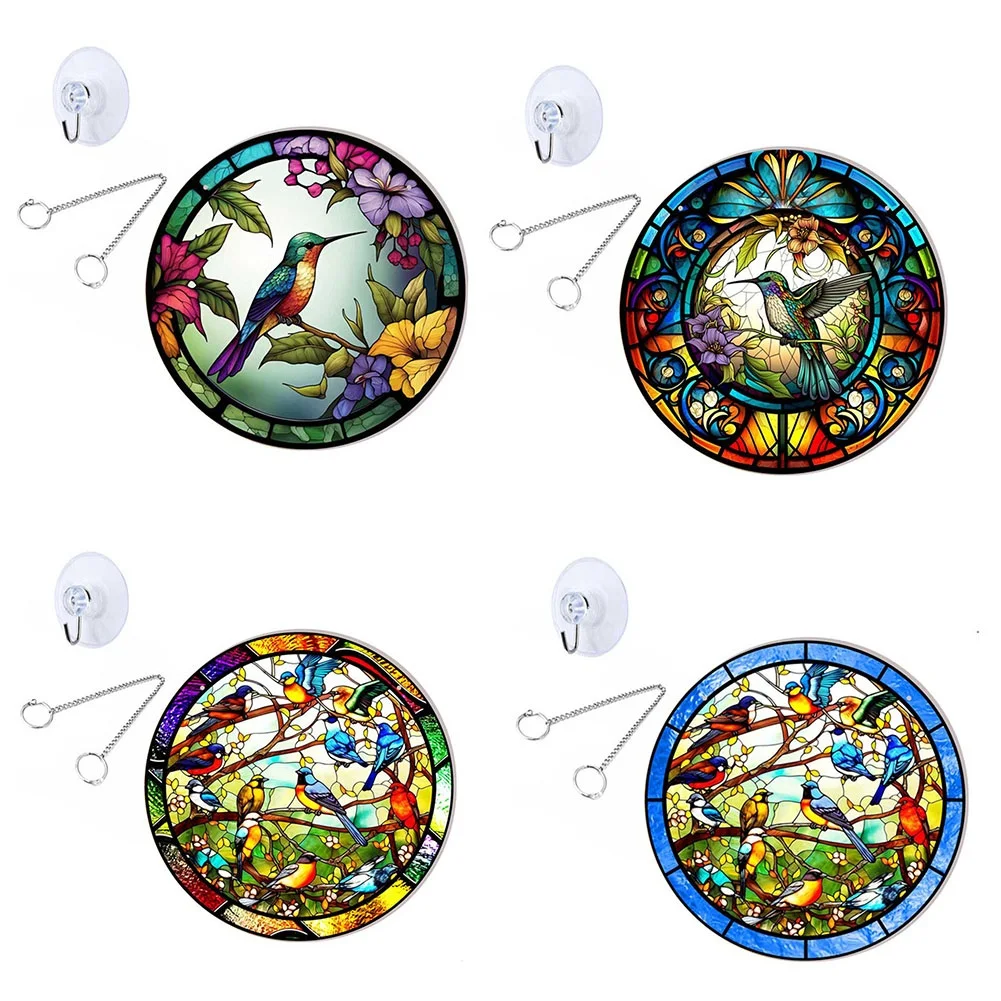 Hanging Ornament Wall Art Acrylic Hummingbird Stained Sun Catcher Panel Wall Hanging Decor Wall Decor