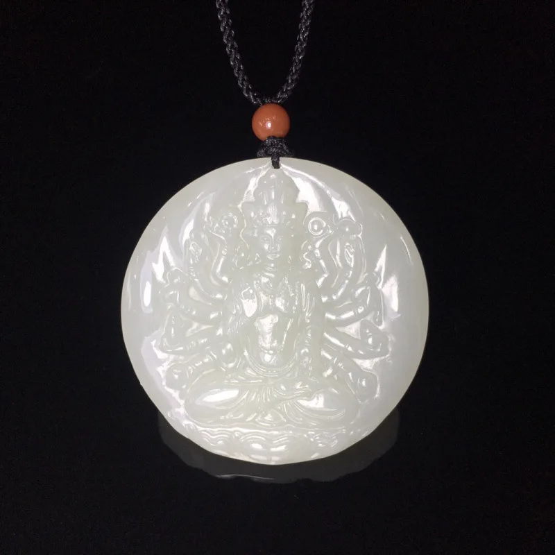 Hetian Jade Thousand-Handed Guanyin Bodhisattva Peace And Auspicious Pendant