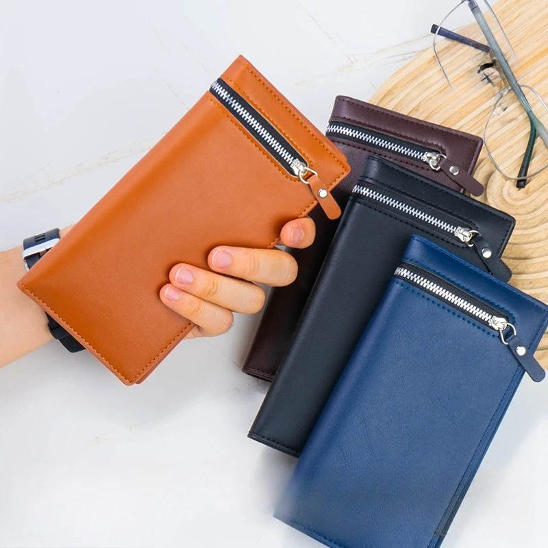 Men's Wallet Long, Large Capacity, Multifunctional Card Bag, ID Bag, Zipper Fashion Business Suit Bag