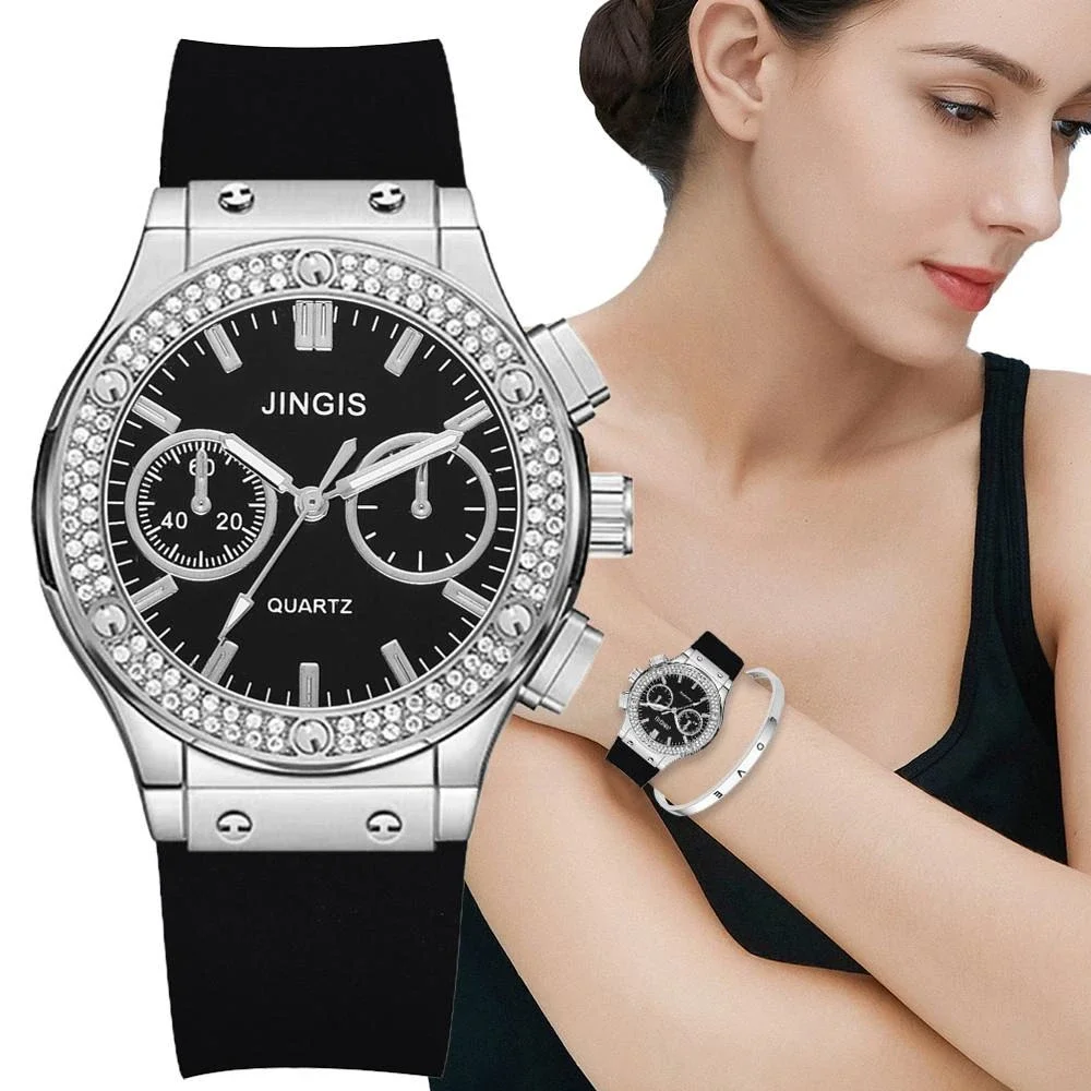 2024 Silicone Women Watches Luxurious Brand Casual Diamond Female Quartz Wristwatches Simple Sport Clock Relogio Feminino часы