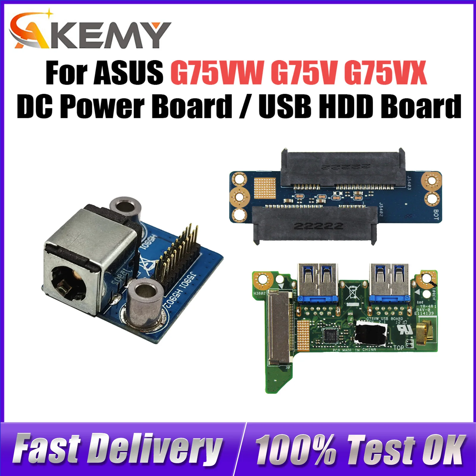 

DC Power Jack Board or USB/HDD Hard Drive board For ASUS G75VW G75V G75VX 100% Tested Fast Ship