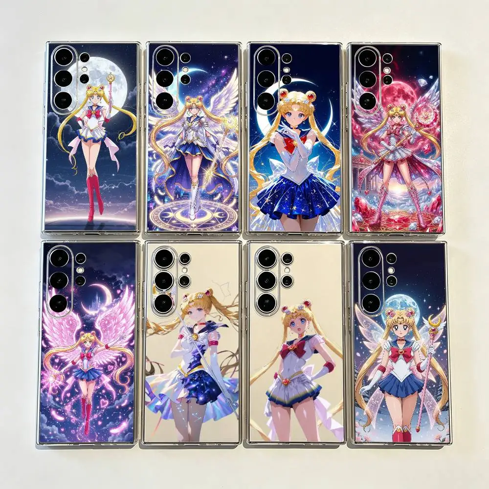 Sailor Moon Precise Hole Transparent Printed Phone Case For Samsung Galaxy S26/S25/24/23/22/30/21/10/9,Ultra,Plus