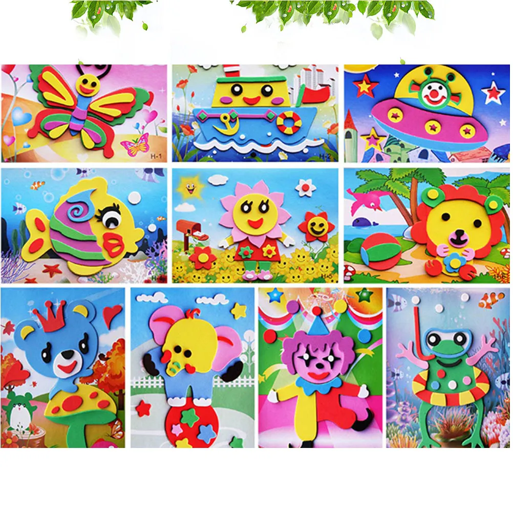 

10 шт. детских наклеек с мультяшными героями для творчества, игрушек и занятий для малышей, из ЭВА-материала