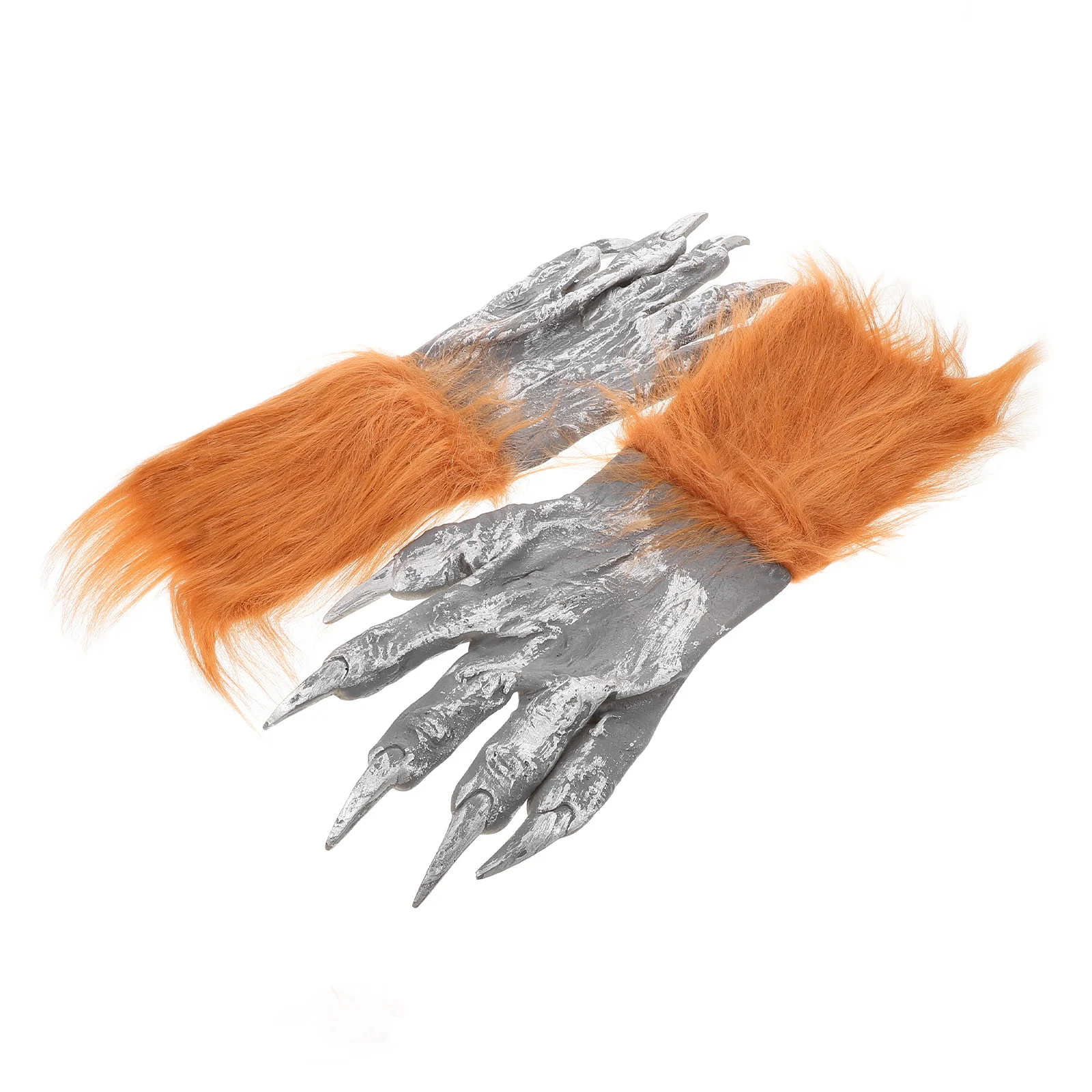 1 زوج هالوين الذئب باو مخالب زي شعر الحيوان الأيدي الرعب قفازات مخيفة للرجال النساء ديكور الحفلات فروي الذئب