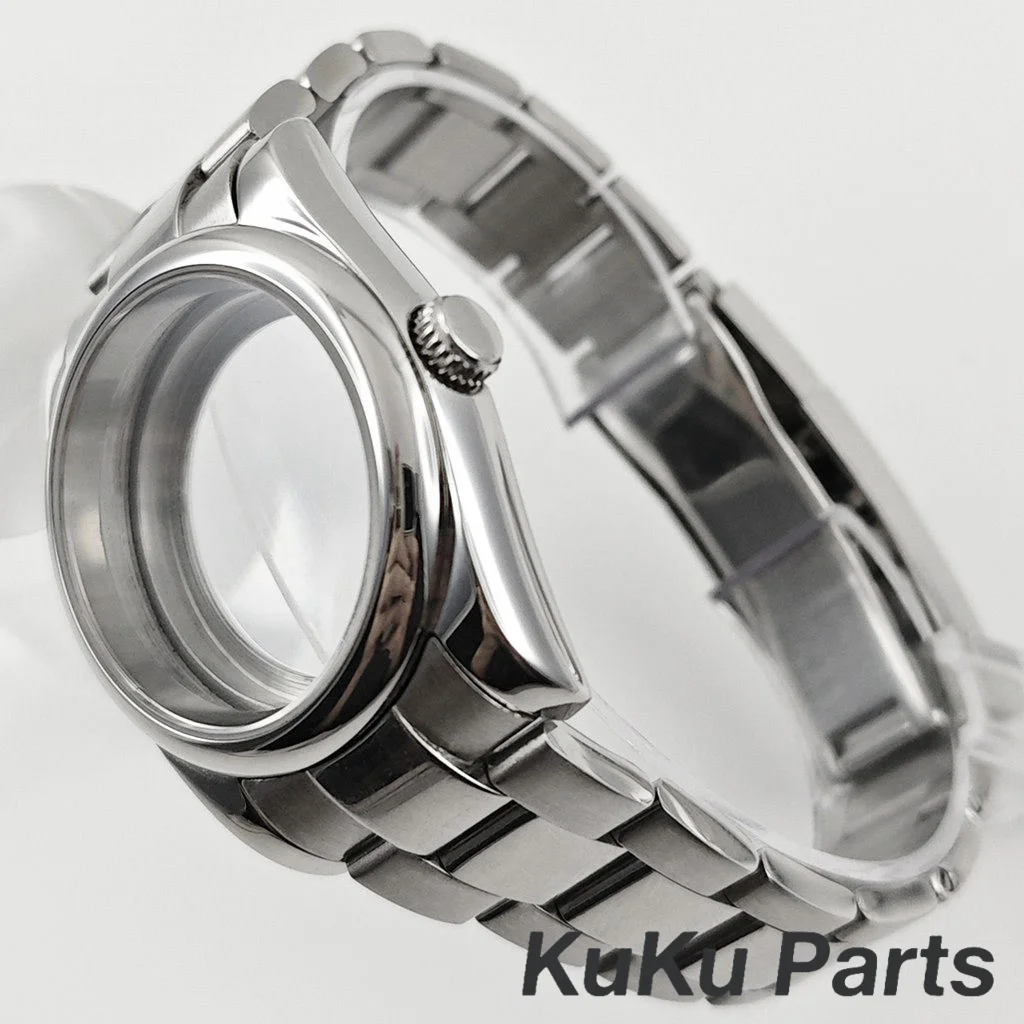 36 ミリメートル/40 ミリメートルポリッシュ防水サファイアクリスタル時計ケース NH34 NH35 NH36 NH38 NH39 NH70 ETA2824 ムーブメントオイスターストラップ