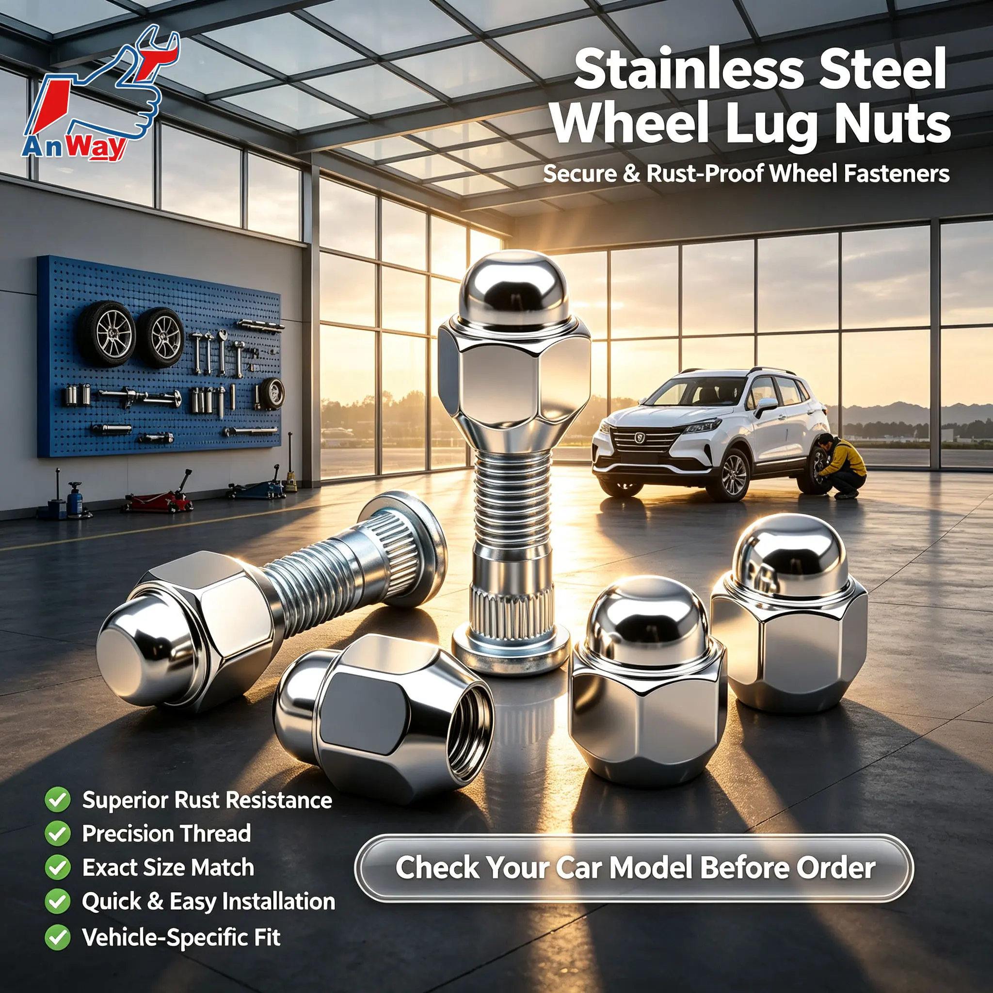 Wheel Lug Stud Bolt Nut Screw For Changan CS15 1.5L Petrol 2016‑2023 High Torsion Anti Rust Alloy Steel Wheel Hub Tire Fastener