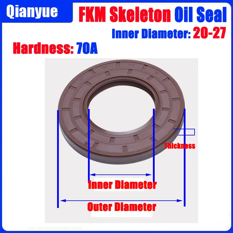 FKM Skeleton Oil Seal 20-25mm – High Temp Waterproof Rotary Seal for Water Drilling/Pumps (Corrosion Resistant)